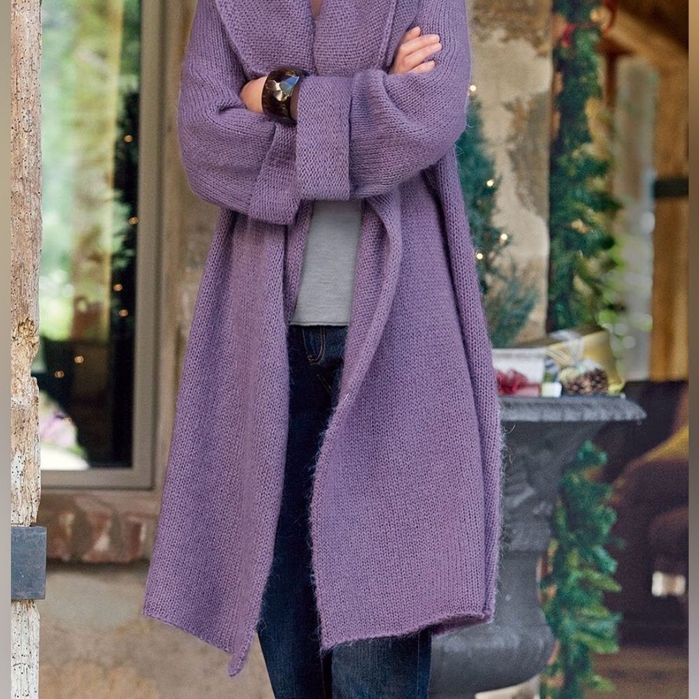 Soft Surroundings Telluride Wool Mohair Topper Open Cardigan Large EUC purple - Picture 2 of 9